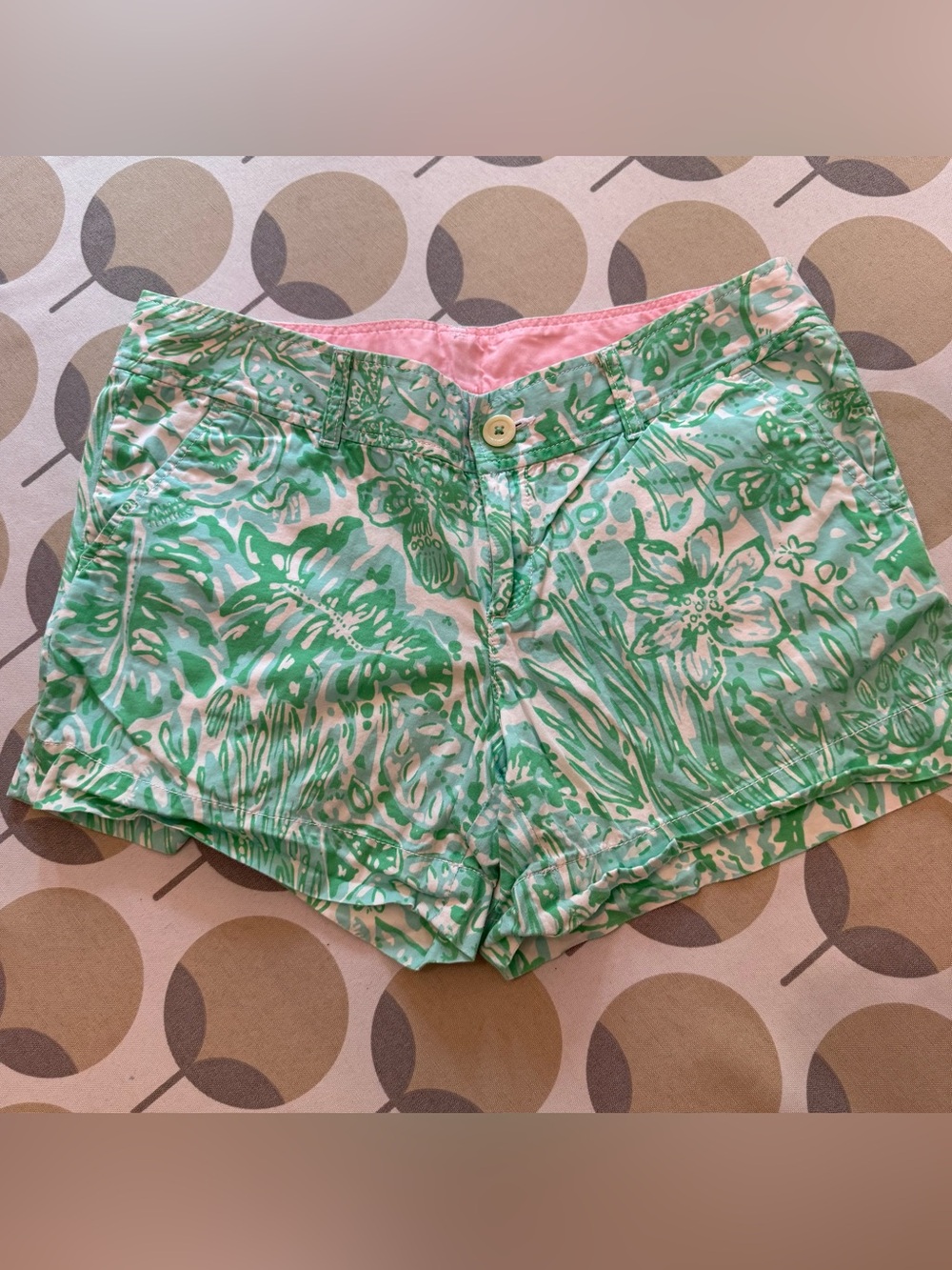 Women’s Green Floral Cotton Shorts